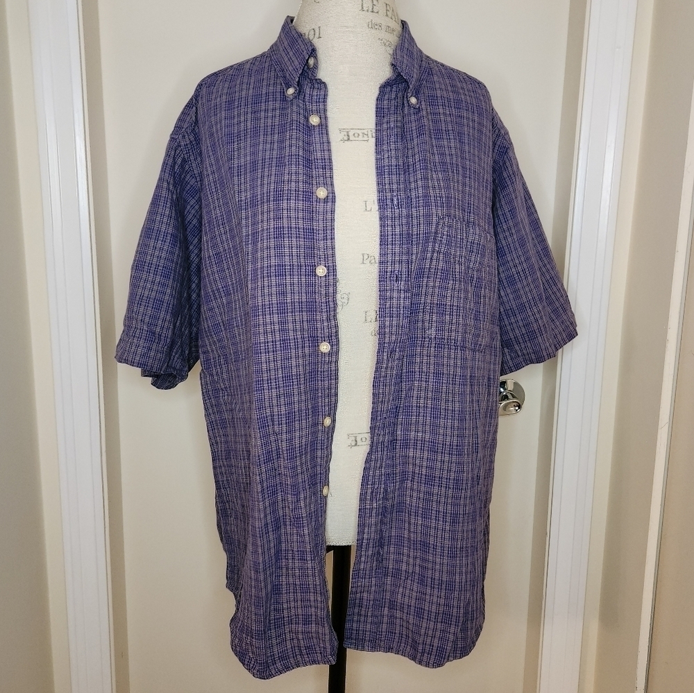 Purple Check Linen Men's shirt